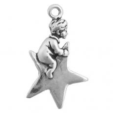 Charms. Sterling Silver, 15.6mm Width by 4.7mm Length by 23.4mm Height, Twinkle, Twinkle, Little Star Charm. Quantity Per Pack: 1 Piece.