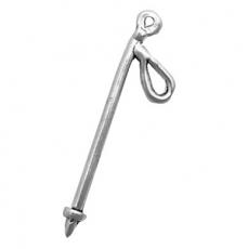 Charms. Sterling Silver, 9.5mm Width by 1.7mm Length by 33.5mm Height, Ski Pole Charm. Quantity Per Pack: 1 Piece.