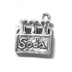 Charms. Sterling Silver, 13.1mm Width by 9.4mm Length by 14.9mm Height, Six Pack of Soda Charm. Quantity Per Pack: 1 Piece.