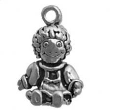 Charms. Sterling Silver, 12.7mm Width by 9.3mm Length by 19.6mm Height, Rag Doll Charm. Quantity Per Pack: 1 Piece.