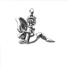 Charms. Sterling Silver, 8.0mm Width by 19.5mm Length by 16.3mm Height, A Sitting Fairy Charm. Quantity Per Pack: 1 Piece.