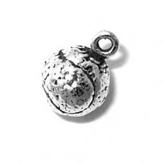 Charms. Sterling Silver, 10.4mm Width by 10.8mm Length by 15.3mm Height, Tennis Ball Charm. Quantity Per Pack: 1 Piece.