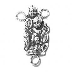 Charms. Sterling Silver, 12.1mm Width by 6.1mm Length by 21.2mm Height, Rosary Center. Quantity Per Pack: 1 Piece.