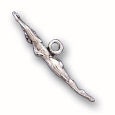 Charms. Sterling Silver, 26.8mm Width by 5.0mm Length by 7.0mm Height, Female Diver Charm. Quantity Per Pack: 1 Piece.