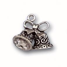 Charms. Sterling Silver, 19.3mm Width by 10.1mm Length by 17.3mm Height, Wedding Bells Charm. Quantity Per Pack: 1 Piece.