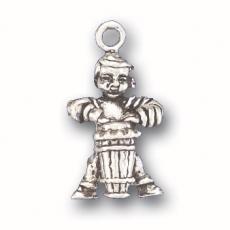 Charms. Sterling Silver, 13.1mm Width by 9.2mm Length by 23.0mm Height, Boy with Mambo Drum Charm. Quantity Per Pack: 1 Piece.