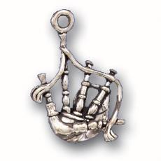 Charms. Sterling Silver, 15.3mm Width by 4.8mm Length by 21.5mm Height, Bagpipes Charm. Quantity Per Pack: 1 Piece.