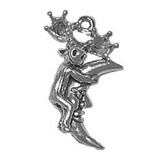 Charms. Sterling Silver, 17.5mm Width by 7.7mm Length by 21.6mm Height, Moose Hugging Moon Charm. Quantity Per Pack: 1 Piece.