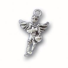 Charms. Sterling Silver, 14.0mm Width by 12.5mm Length by 22.2mm Height, Basketball Angel Charm. Quantity Per Pack: 1 Piece.