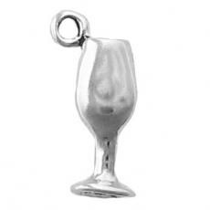 Charms. Sterling Silver, 10.0mm Width by 4.5mm Length by 16.9mm Height, Wine Glass Charm. Quantity Per Pack: 1 Piece.