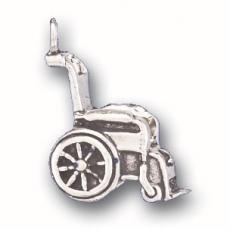 Charms. Sterling Silver, 13.4mm Width by 9.1mm Length by 20.4mm Height, Wheel Chair Charm. Quantity Per Pack: 1 Piece.