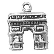 Charms. Sterling Silver, 12.3mm Width by 8.3mm Length by 14.4mm Height, Arc De Triumph Charm. Quantity Per Pack: 1 Piece.