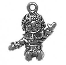 Charms. Sterling Silver, 16.4mm Width by 8.6mm Length by 17.7mm Height, Boy Rag Doll Charm. Quantity Per Pack: 1 Piece.