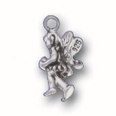 Charms. Sterling Silver, 9.3mm Width by 6.8mm Length by 18.1mm Height, Fairy on Branch Charm. Quantity Per Pack: 1 Piece.