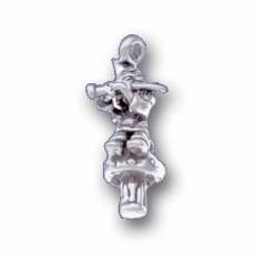 Charms. Sterling Silver, 10.5mm Width by 12.3mm Length by 22.0mm Height, Gnome on Mushroom Charm. Quantity Per Pack: 1 Piece.