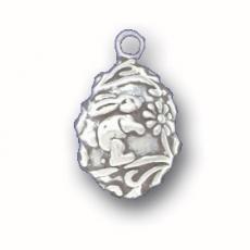 Charms. Sterling Silver, 10.5mm Width by 5.4mm Length by 17.2mm Height, Easter Egg Charm. Quantity Per Pack: 1 Piece.
