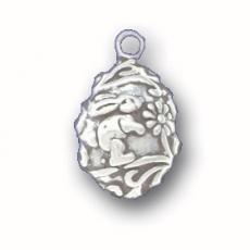 Charms. Sterling Silver, 10.5mm Width by 5.4mm Length by 17.2mm Height, Easter Egg Charm. Quantity Per Pack: 1 Piece.