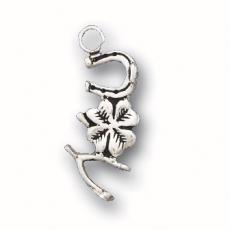 Charms. Sterling Silver, 9.4mm Width by 2.0mm Length by 20.8mm Height, Good Luck Charm. Quantity Per Pack: 1 Piece.