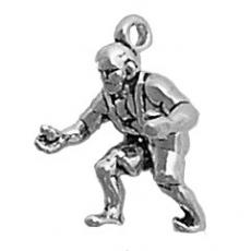 Charms. Sterling Silver, 10.7mm Width by 12.3mm Length by 18.2mm Height, Wrestler Charm. Quantity Per Pack: 1 Piece.