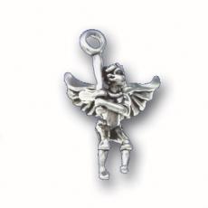 Charms. Sterling Silver, 15.2mm Width by 10.5mm Length by 23.3mm Height, Baseball Angel Charm. Quantity Per Pack: 1 Piece.