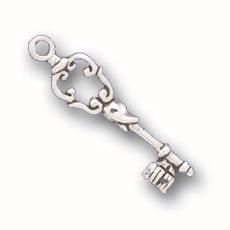 Charms. Sterling Silver, 7.1mm Width by 2.9mm Length by 25.6mm Height, Key Charm. Quantity Per Pack: 1 Piece.