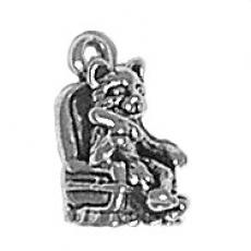 Charms. Sterling Silver, 7.8mm Width by 8.7mm Length by 13.0mm Height, Cat in Recliner Charm. Quantity Per Pack: 1 Piece.