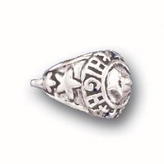 Charms. Sterling Silver, 12.0mm Width by 9.2mm Length by 16.3mm Height, Class Ring Charm. Quantity Per Pack: 1 Piece.