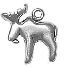 Charms. Sterling Silver, 14.6mm Width by 4.7mm Length by 16.4mm Height, Moose Charm. Quantity Per Pack: 1 Piece.