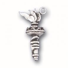 Charms. Sterling Silver, 12.7mm Width by 9.0mm Length by 20.3mm Height, Hand With Torch Charm. Quantity Per Pack: 1 Piece.