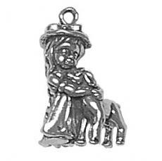 Charms. Sterling Silver, 13.1mm Width by 7.9mm Length by 19.9mm Height, Mary With Little Lamb Charm. Quantity Per Pack: 1 Piece.