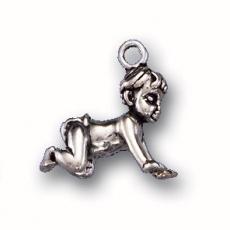 Charms. Sterling Silver, 13.8mm Width by 7.9mm Length by 14.6mm Height, Baby Charm. Quantity Per Pack: 1 Piece.