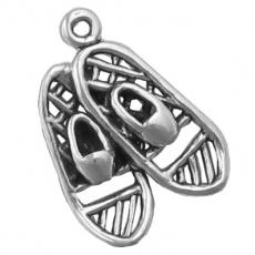 Charms. Sterling Silver, 14.5mm Width by 3.8mm Length by 20.1mm Height, Snow Shoes Charm. Quantity Per Pack: 1 Piece.