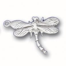 Charms. Sterling Silver, 22.4mm Width by 7.0mm Length by 26.8mm Height, Dragonfly Charm. Quantity Per Pack: 1 Piece.