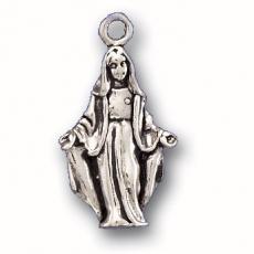 Charms. Sterling Silver, 13.7mm Width by 4.3mm Length by 24.4mm Height, Full Mary Charm. Quantity Per Pack: 1 Piece.