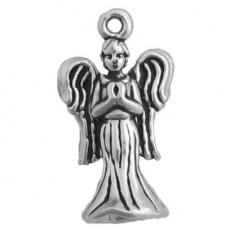 Charms. Sterling Silver, 11.3mm Width by 8.6mm Length by 20.6mm Height, Praying Angel Charm. Quantity Per Pack: 1 Piece.