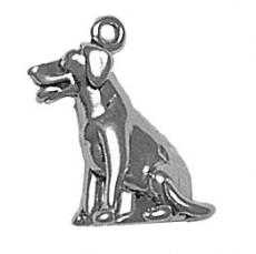 Charms. Sterling Silver, 13.0mm Width by 9.2mm Length by 18.8mm Height, Dog Sitting Charm. Quantity Per Pack: 1 Piece.