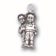 Charms. Sterling Silver, 9.7mm Width by 5.4mm Length by 19.4mm Height, Twin Boys in Knickers Charm. Quantity Per Pack: 1 Piece.