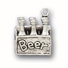 Charms. Sterling Silver, 13.7mm Width by 9.7mm Length by 16.2mm Height, Six Pack of Beer Charm. Quantity Per Pack: 1 Piece.