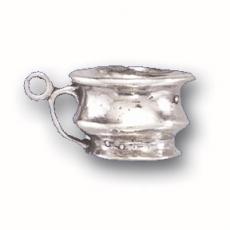 Charms. Sterling Silver, 18.5mm Width by 13.7mm Length by 8.8mm Height, Cup Charm. Quantity Per Pack: 1 Piece.