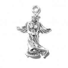 Charms. Sterling Silver, 14.8mm Width by 8.8mm Length by 21.2mm Height, Angel with Hands Out Charm. Quantity Per Pack: 1 Piece.