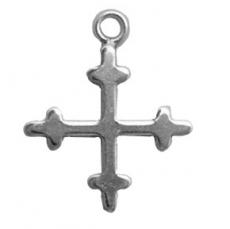 Charms. Sterling Silver, 18.7mm Width by 1.0mm Length by 22.7mm Height, Cross Charm. Quantity Per Pack: 1 Piece.