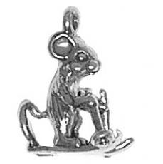 Charms. Sterling Silver, 10.6mm Width by 12.5mm Length by 17.4mm Height, Mouse on Skis Charm. Quantity Per Pack: 1 Piece.