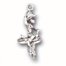 Charms. Sterling Silver, 10.6mm Width by 11.7mm Length by 26.6mm Height, Boy on Saddle Charm. Quantity Per Pack: 1 Piece.