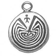 Charms. Sterling Silver, 14.8mm Width by 2.8mm Length by 18.5mm Height, Man in the Maze, Life's Journey Charm. Quantity Per Pack: 1 Piece.