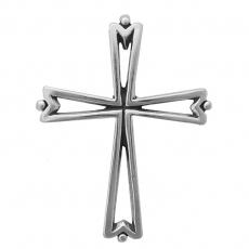 Charms. Sterling Silver, 28.5mm Width by 6.0mm Length by 37.2mm Height, Cross Charm. Quantity Per Pack: 1 Piece.