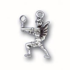 Charms. Sterling Silver, 13.4mm Width by 11.9mm Length by 22.9mm Height, Tennis Angel Charm. Quantity Per Pack: 1 Piece.