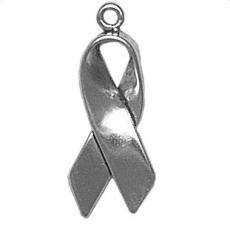 Charms. Sterling Silver, 10.4mm Width by 4.7mm Length by 25.5mm Height, Cause Ribbon Charm. Quantity Per Pack: 1 Piece.