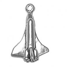 Charms. Sterling Silver, 14.1mm Width by 7.9mm Length by 21.6mm Height, Space Shuttle Charm. Quantity Per Pack: 1 Piece.