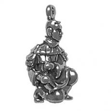 Charms. Sterling Silver, 8.8mm Width by 10.8mm Length by 21.6mm Height, Chinese Xian Guard Charm. Quantity Per Pack: 1 Piece.