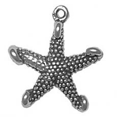 Charms. Sterling Silver, 18.6mm Width by 3.6mm Length by 20.5mm Height, Starfish Charm. Quantity Per Pack: 1 Piece.